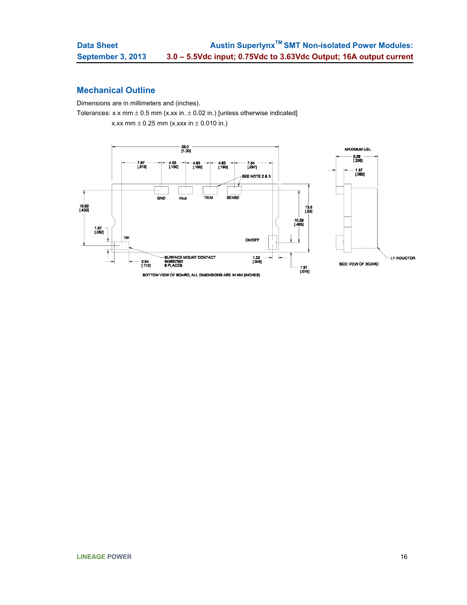 GE Industrial Solutions Austin SuperLynx SMT User Manual | Page 16 / 21