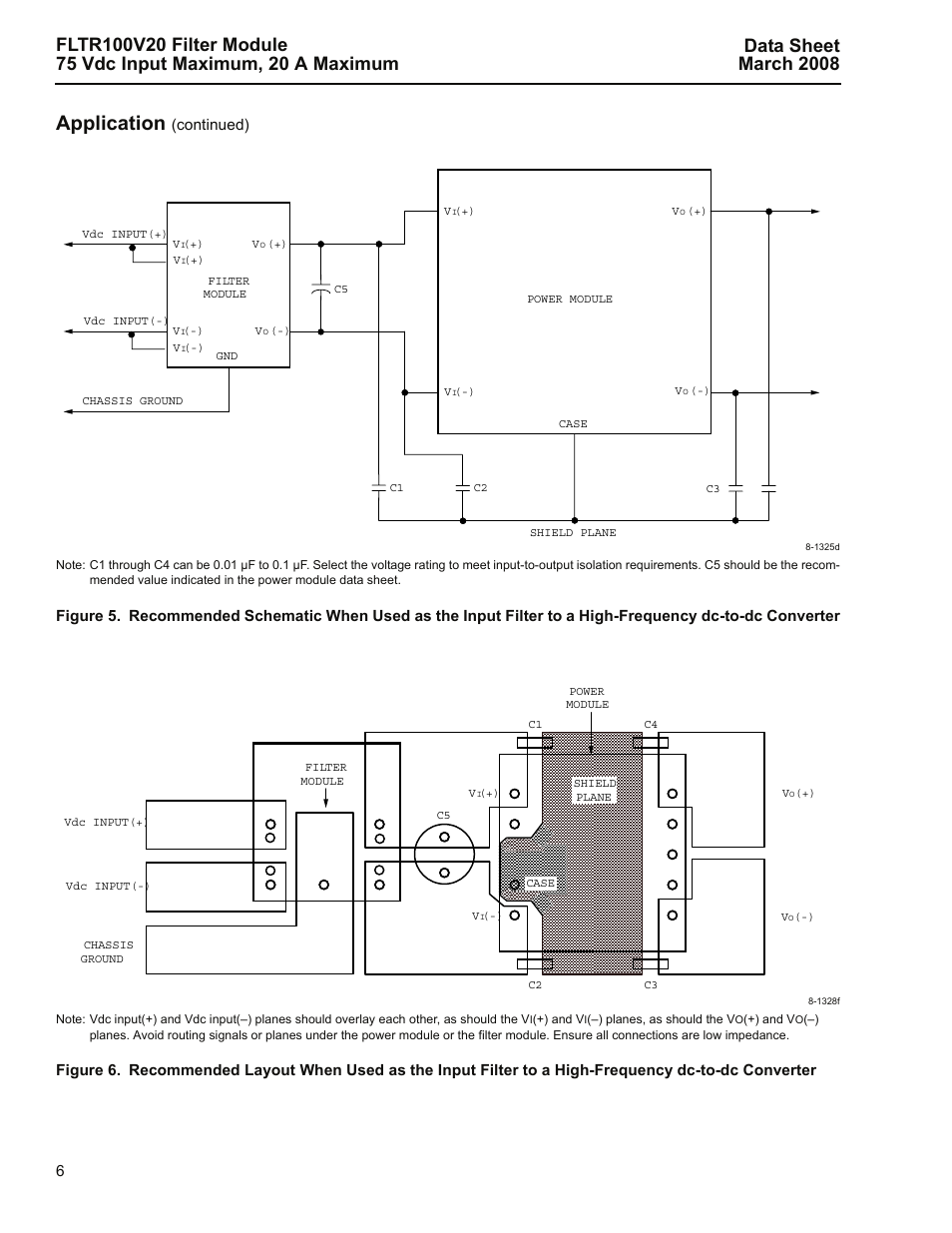 5 sh, E 6 is, Application | GE Industrial Solutions FLTR100V20 Filter Module User Manual | Page 6 / 12