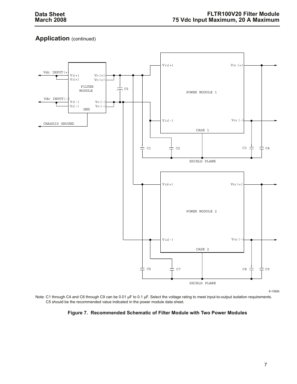 Application, Lineage power 7, Continued) | GE Industrial Solutions FLTR100V20 Filter Module User Manual | Page 7 / 12