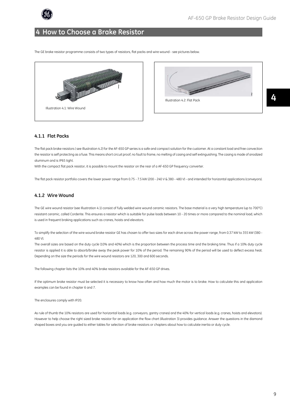 4 how to choose a brake resistor | GE Industrial Solutions AF-650 GP General Purpose Drive User Manual | Page 10 / 30