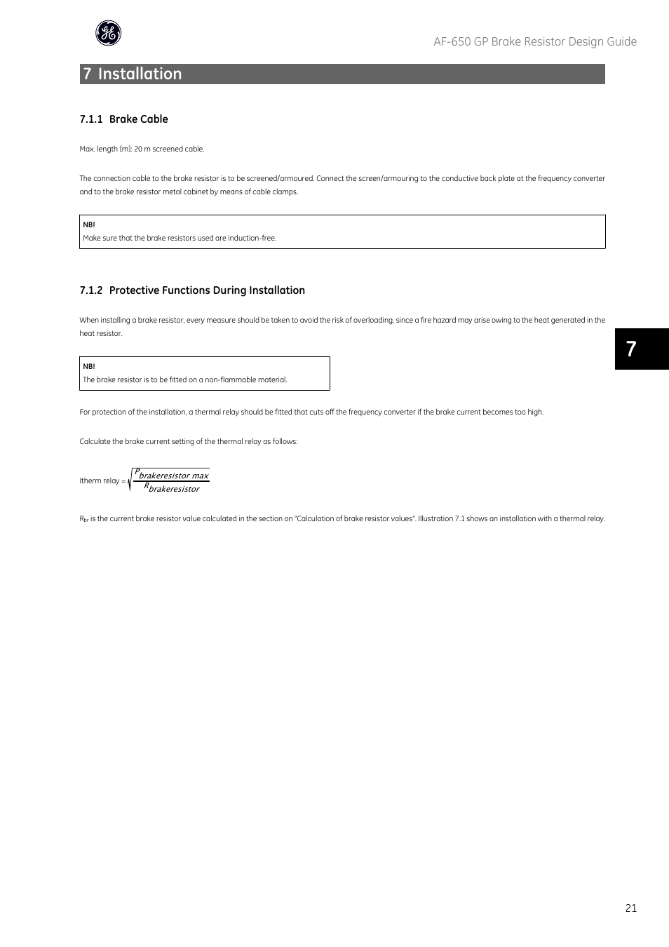 7 installation | GE Industrial Solutions AF-650 GP General Purpose Drive User Manual | Page 22 / 30