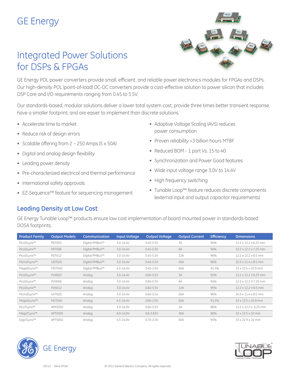 GE Industrial Solutions Integrated Power Solutions for DSPs & FPGAs User Manual | 3 pages