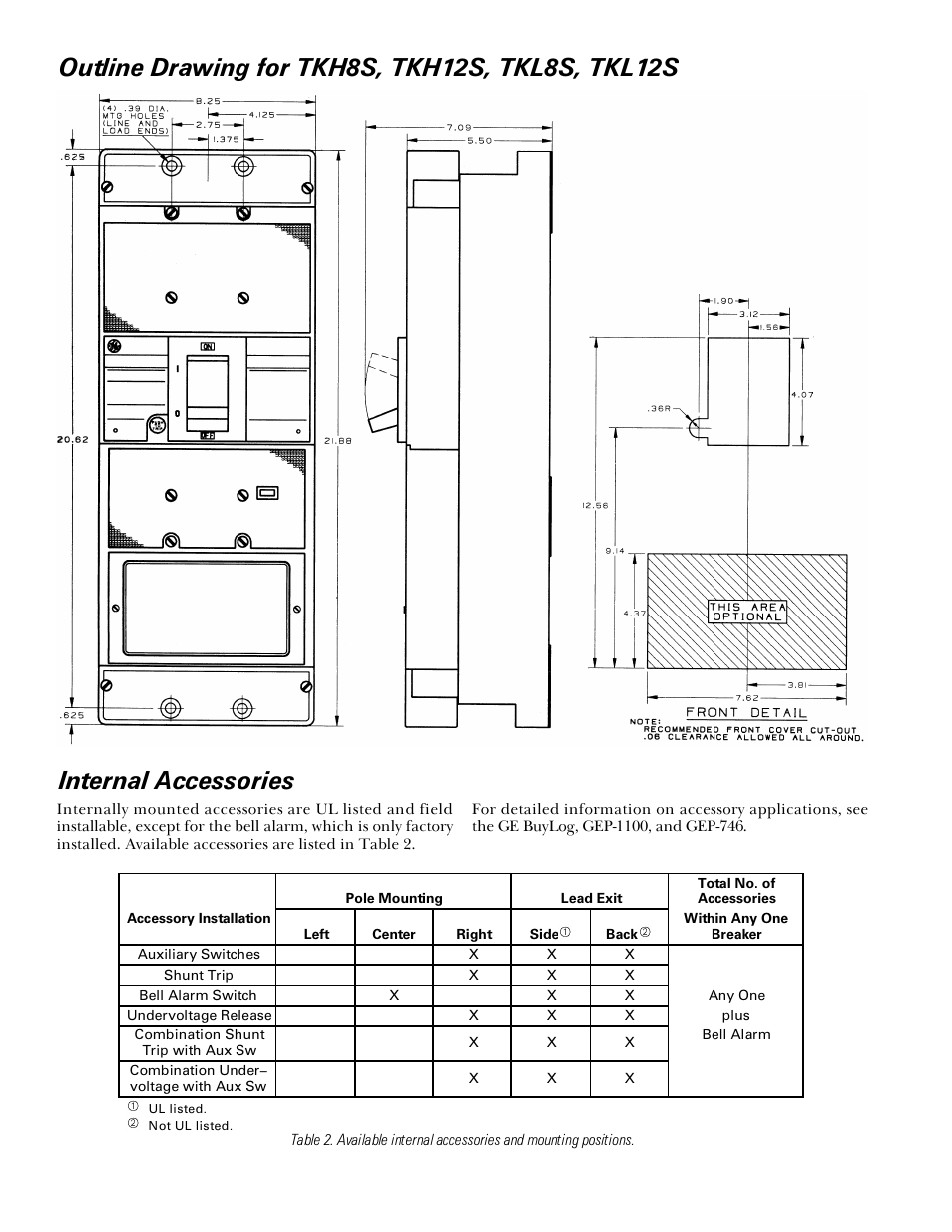 GE Industrial Solutions TKH-TKL with MicroVersaTrip Plus User Manual | Page 2 / 4