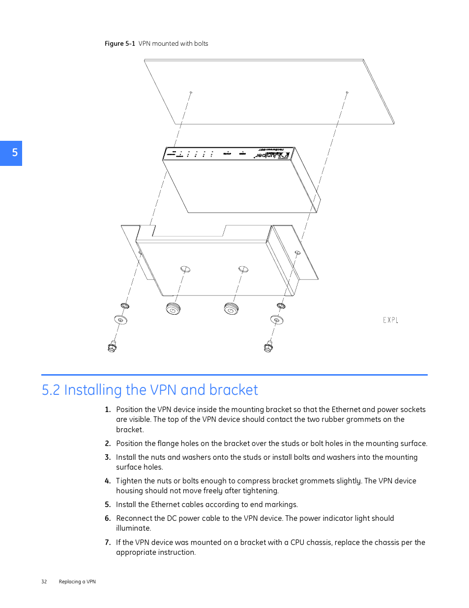 2 installing the vpn and bracket | GE Industrial Solutions Entellisys Device Replacement Guide User Manual | Page 32 / 41