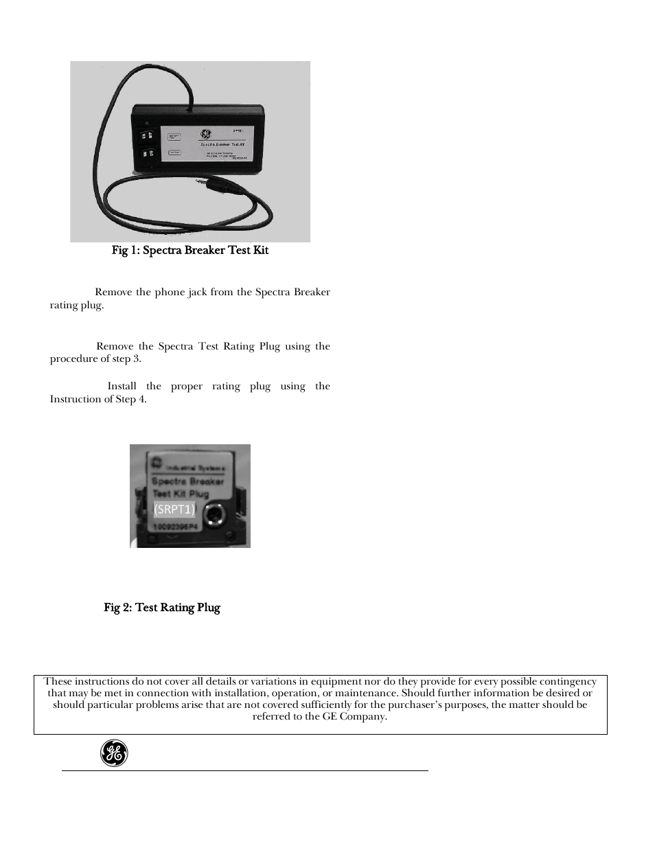 GE Industrial Solutions Spectra Breaker Test Kit (SPTK1) User Manual | Page 2 / 2