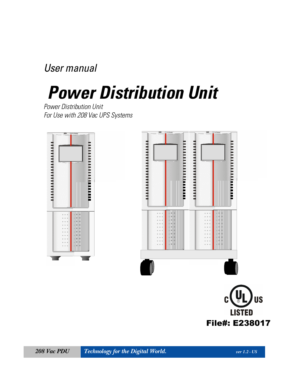 GE Industrial Solutions GT Series UPS (UL Listed) 208V system PDU User Manual | 8 pages