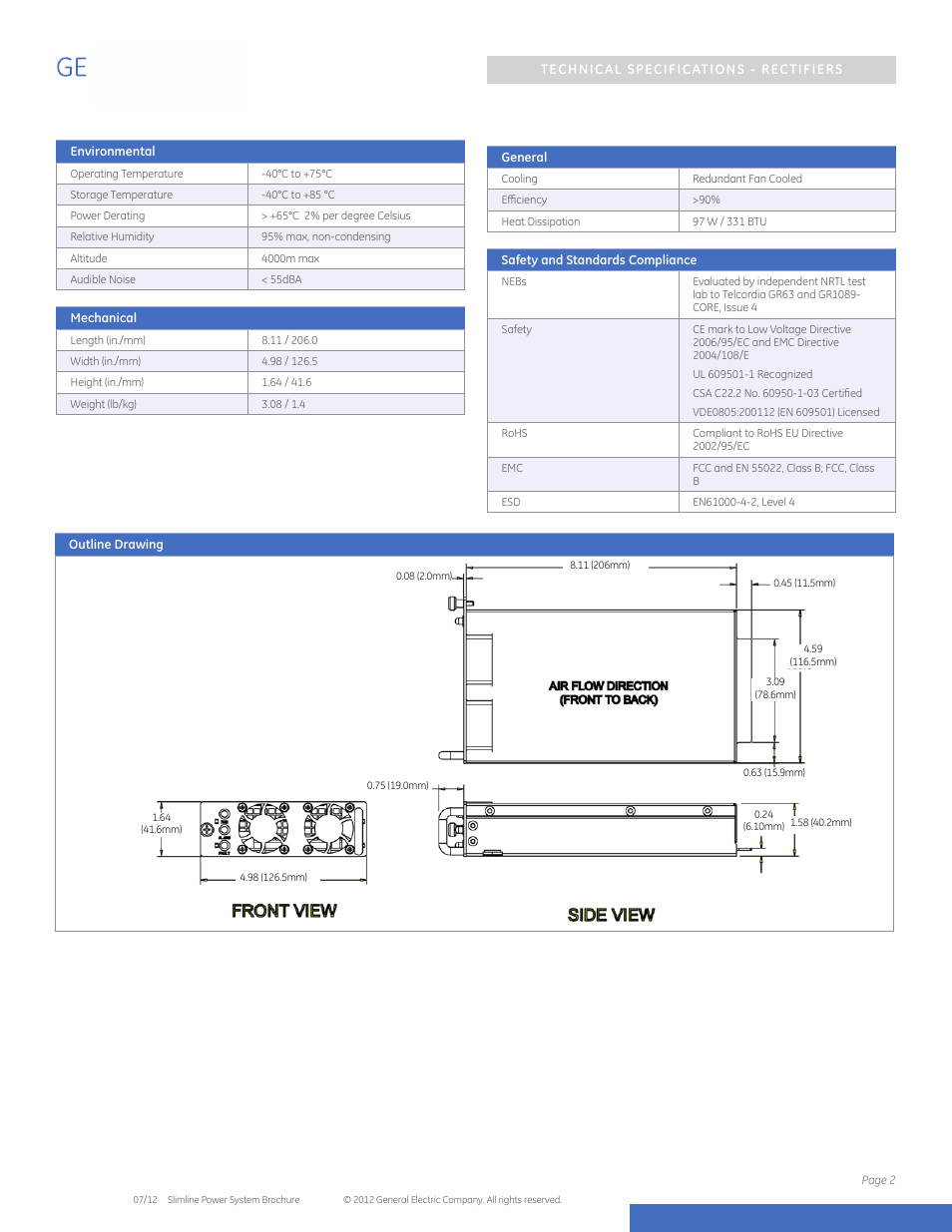 GE Industrial Solutions EP1000 Rectifiers (SPS Rectifiers) User Manual | Page 2 / 3
