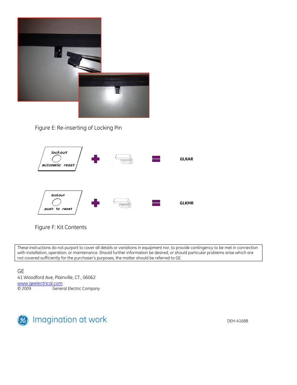 Imagination at work | GE Industrial Solutions EntelliGuard TU Lockout kit for Trip Unit User Manual | Page 3 / 3