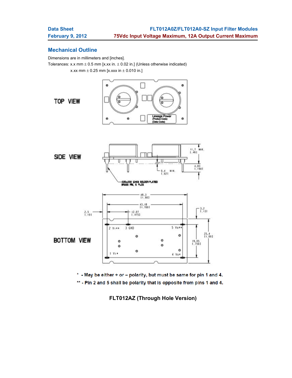GE Industrial Solutions FLT012A0-SZ User Manual | Page 10 / 13