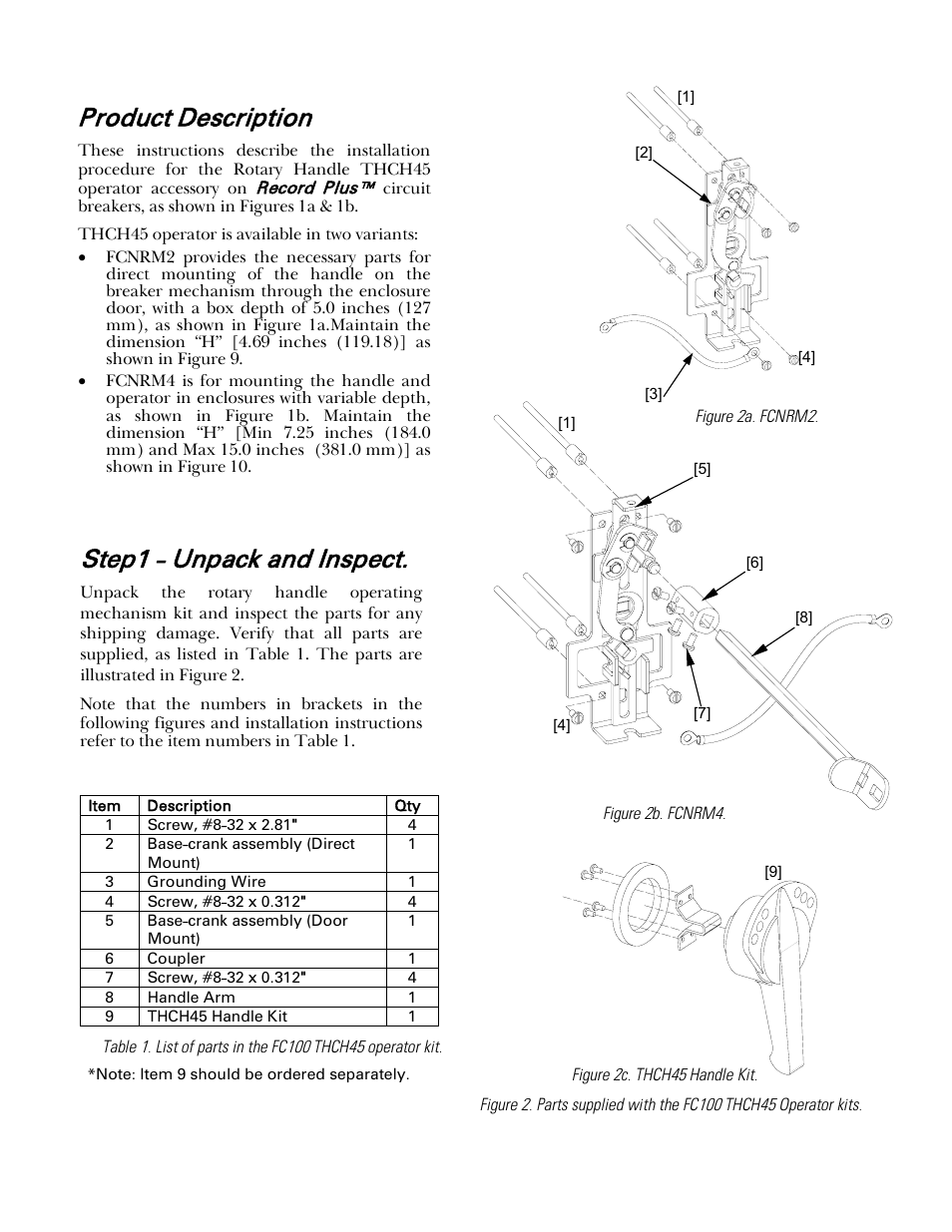 Product description, Step1 - unpack and inspect | GE Industrial Solutions Record Plus TDM, NEMA 4__4X: FC100 User Manual | Page 2 / 6