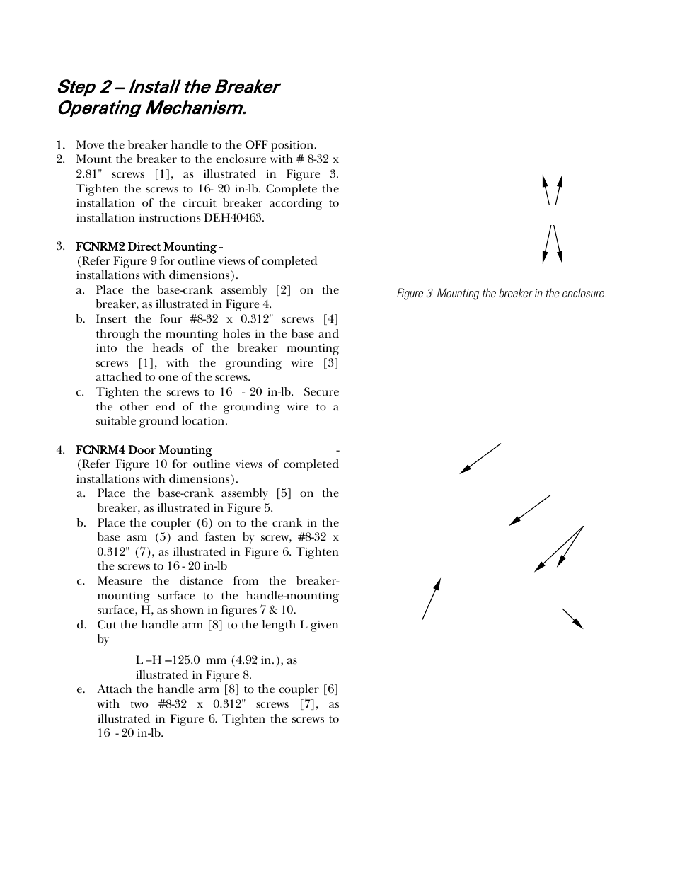 Step 2 – install the breaker operating mechanism | GE Industrial Solutions Record Plus TDM, NEMA 4__4X: FC100 User Manual | Page 3 / 6