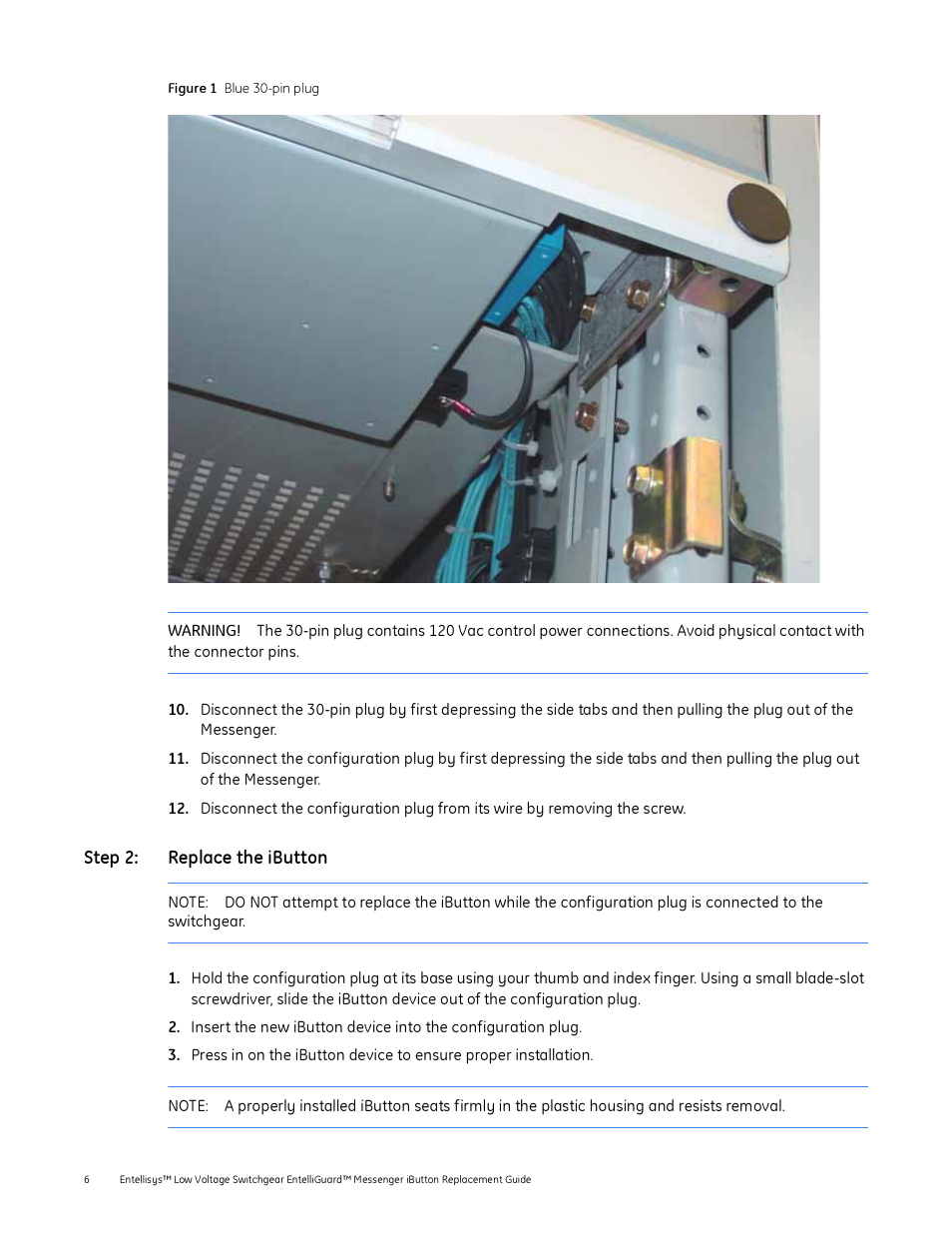 GE Industrial Solutions EntelliGuard Messenger iButton Replacement Guide User Manual | Page 6 / 9