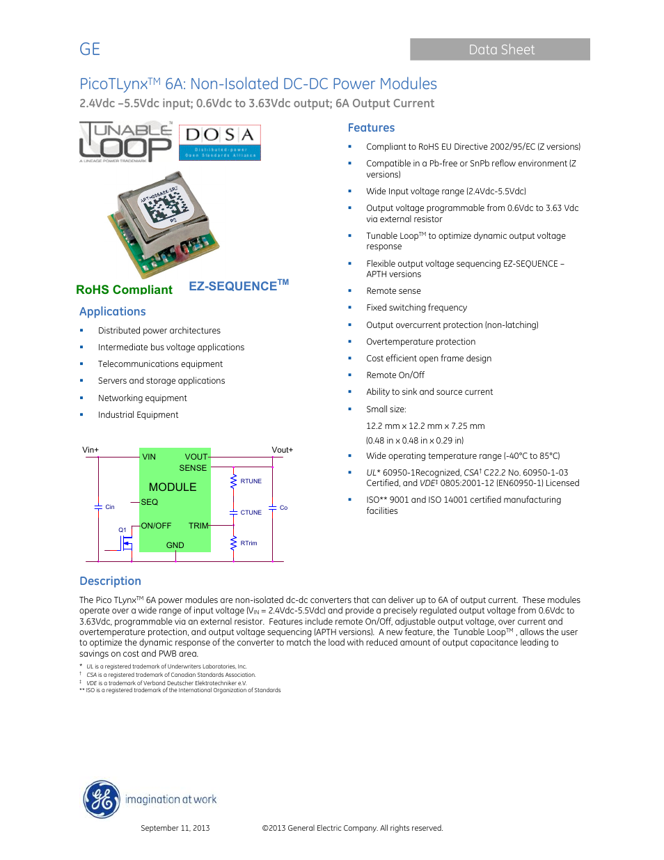 GE Industrial Solutions PicoTLynx 6A User Manual | 23 pages