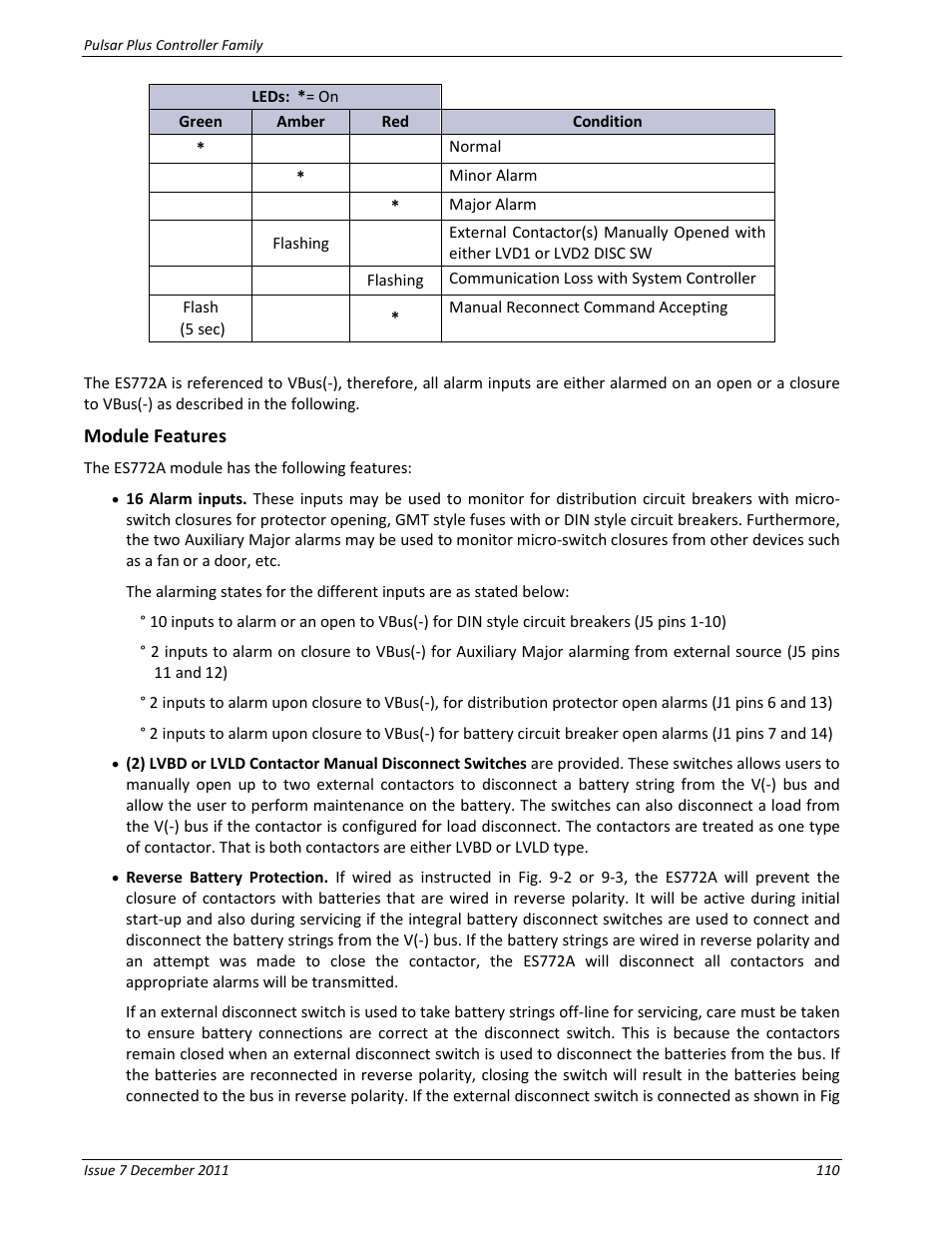 Module features | GE Industrial Solutions Pulsar Plus Controller User Manual | Page 110 / 196