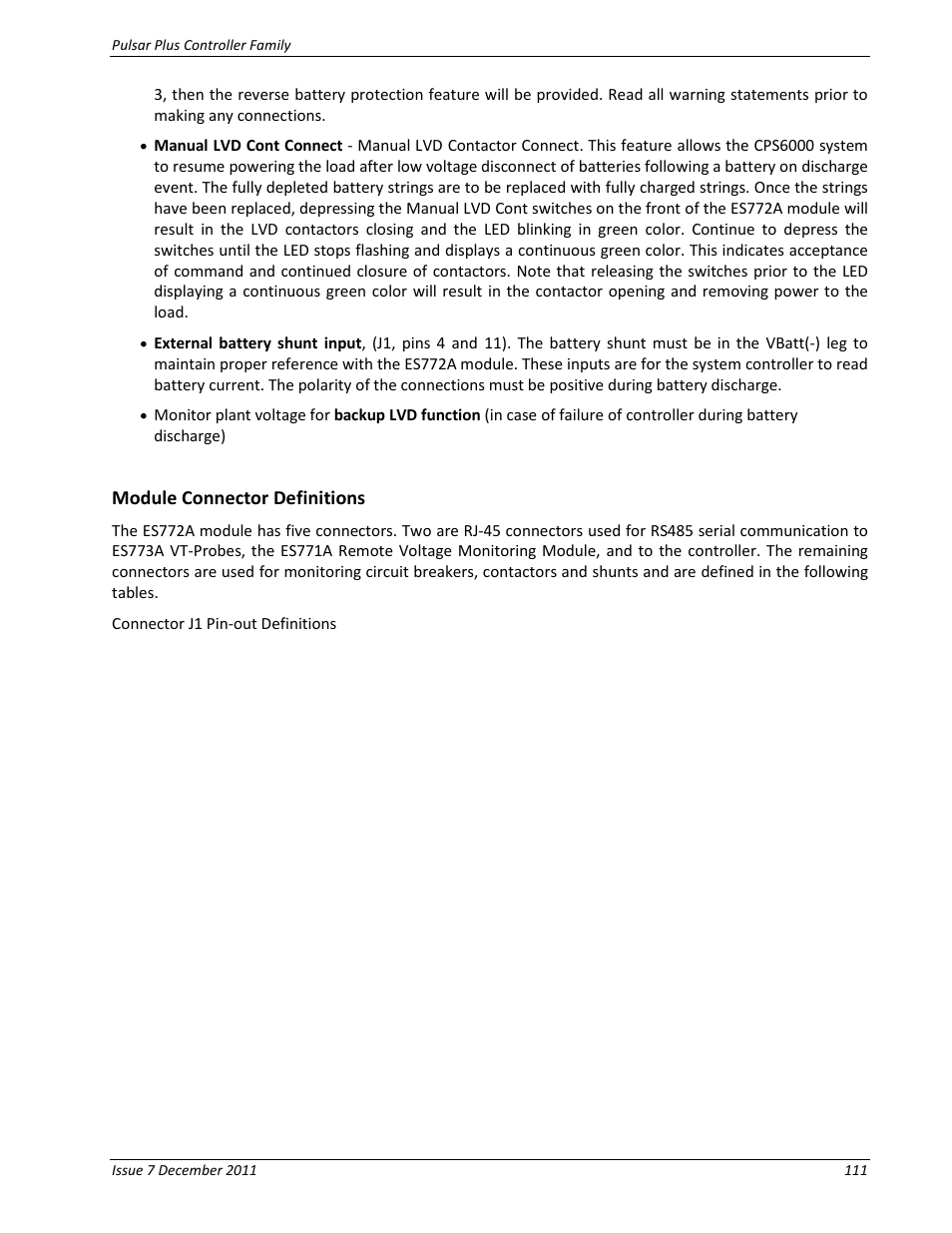 Module connector definitions | GE Industrial Solutions Pulsar Plus Controller User Manual | Page 111 / 196