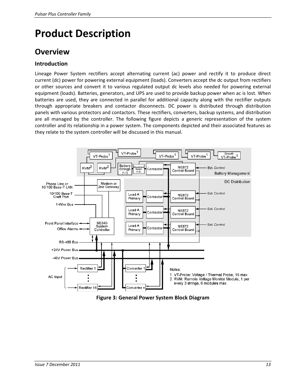 Product description, Overview, Introduction | Figure 3: general power system block diagram | GE Industrial Solutions Pulsar Plus Controller User Manual | Page 13 / 196