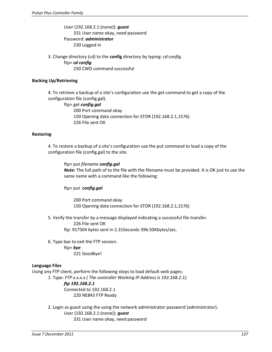 GE Industrial Solutions Pulsar Plus Controller User Manual | Page 137 / 196