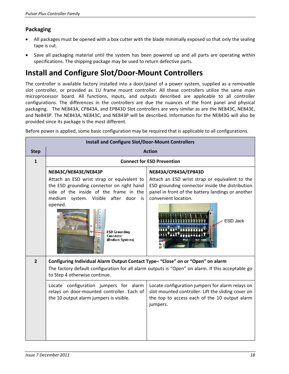 Packaging, Install and configure slot/door-mount controllers | GE Industrial Solutions Pulsar Plus Controller User Manual | Page 18 / 196