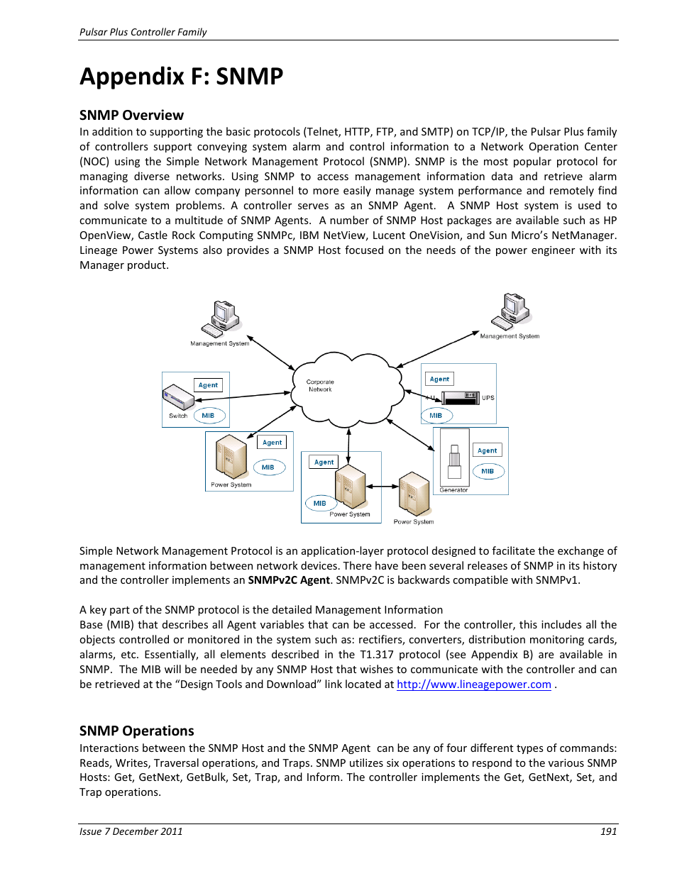 Appendix f: snmp | GE Industrial Solutions Pulsar Plus Controller User Manual | Page 191 / 196