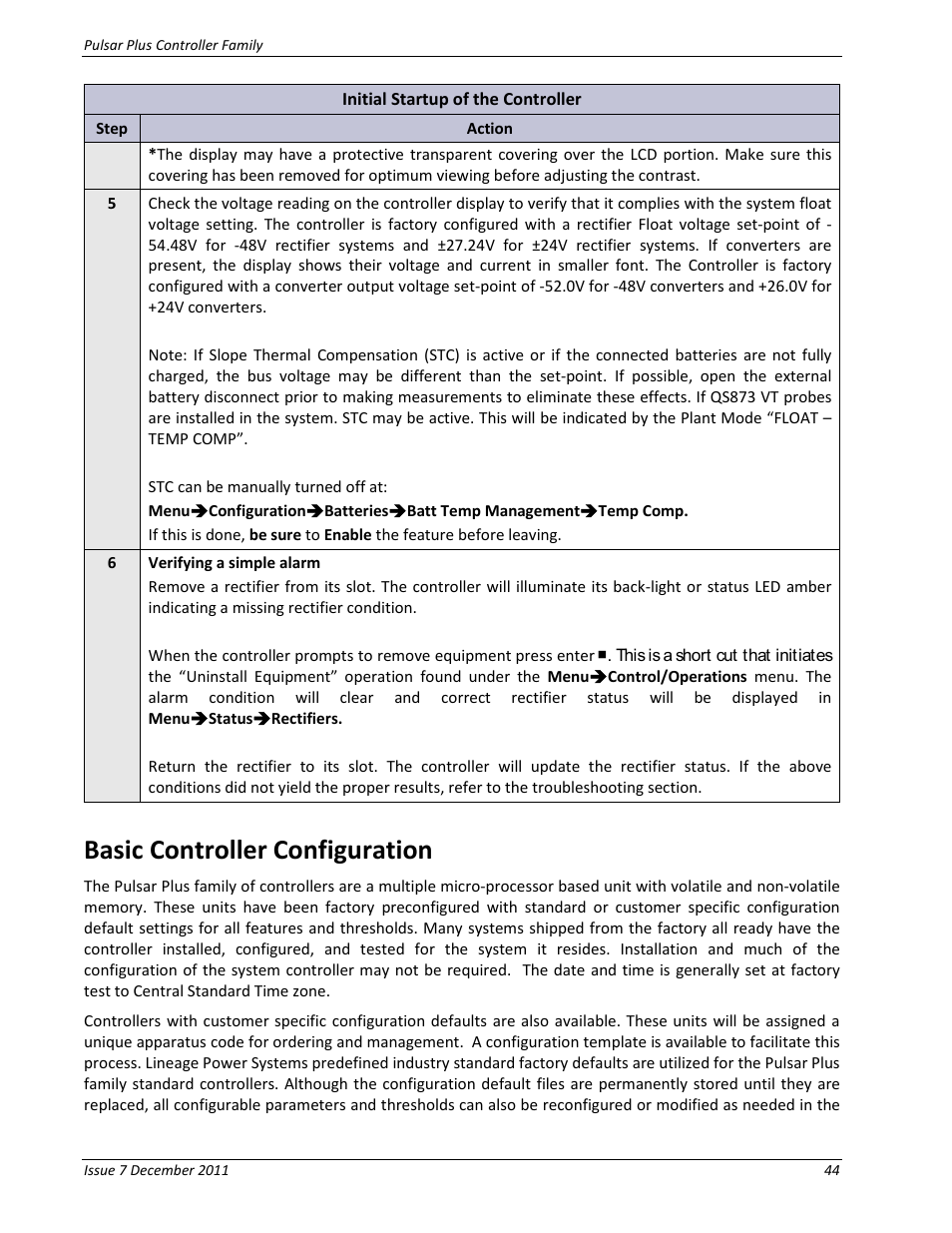 Basic controller configuration | GE Industrial Solutions Pulsar Plus Controller User Manual | Page 44 / 196
