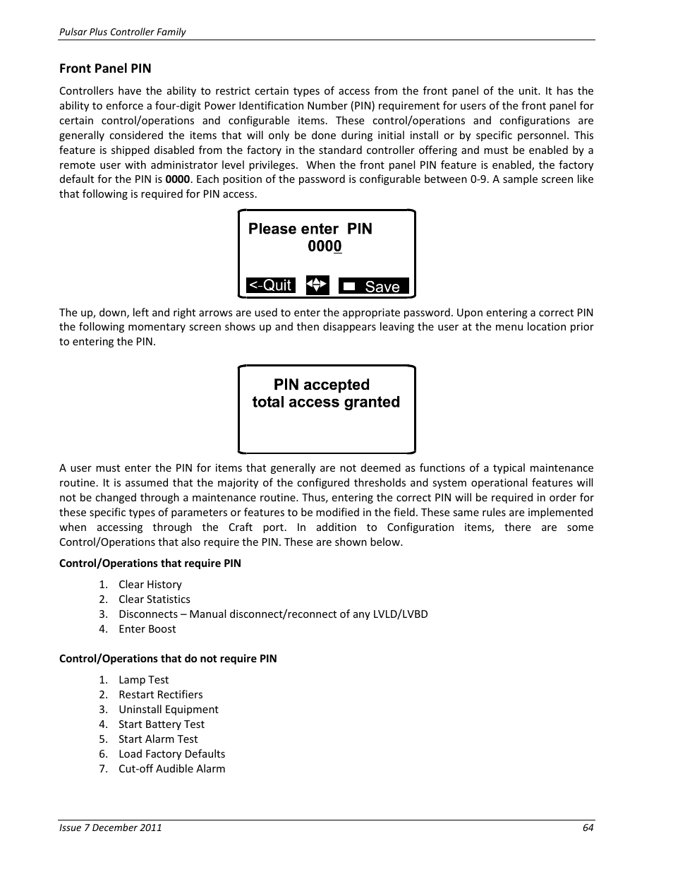 Front panel pin | GE Industrial Solutions Pulsar Plus Controller User Manual | Page 64 / 196