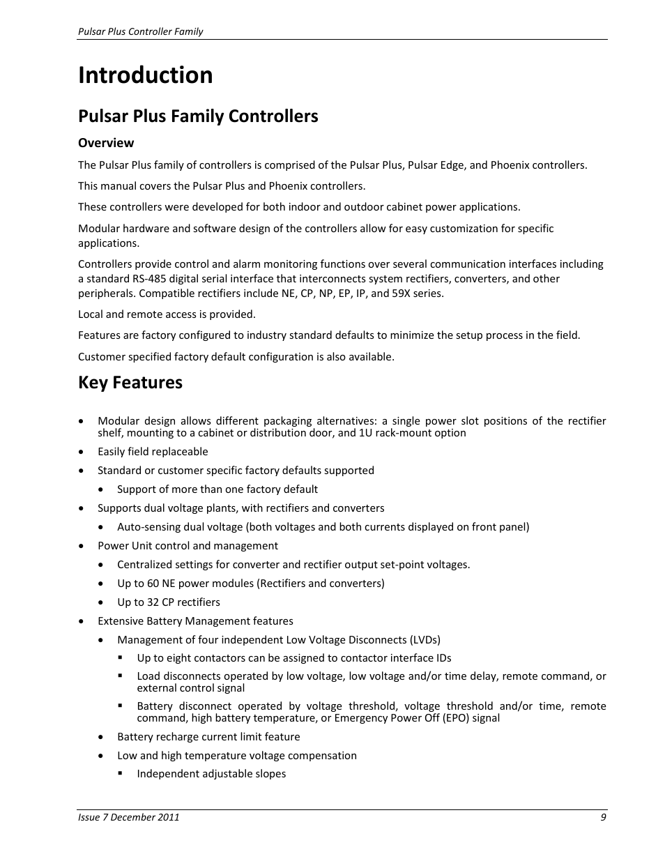 Introduction, Pulsar plus family controllers, Overview | Key features, Pulsar plus family controllers key features | GE Industrial Solutions Pulsar Plus Controller User Manual | Page 9 / 196
