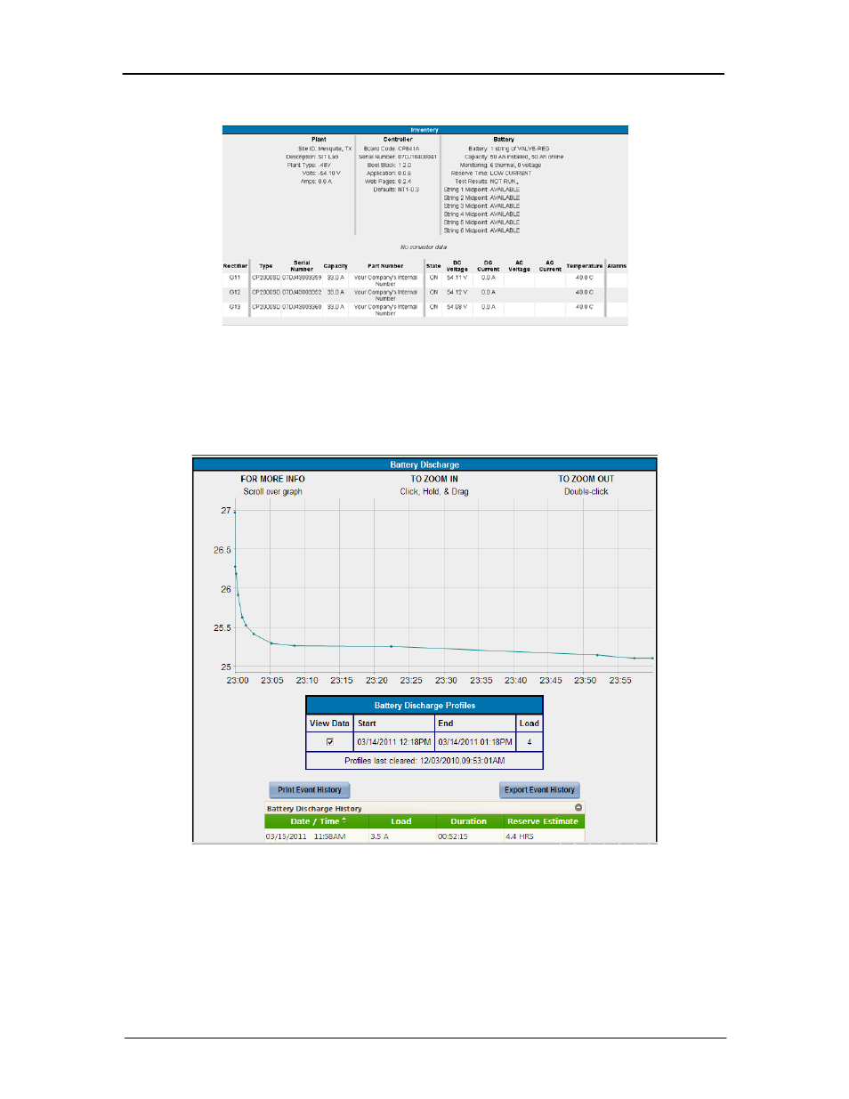 Inventory, Battery discharge | GE Industrial Solutions Galaxy Pulsar Edge User Manual | Page 69 / 201
