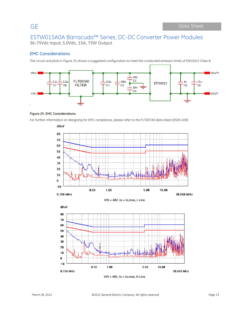 Data sheet | GE Industrial Solutions ESTW015A0A Barracuda Series User Manual | Page 13 / 19
