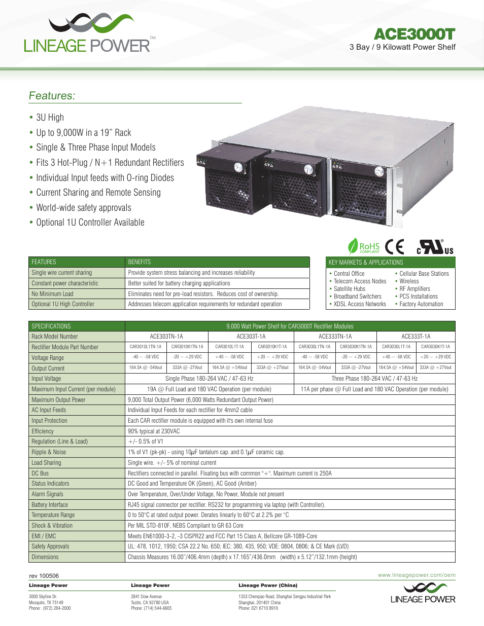 GE Industrial Solutions ACE3000T User Manual | 2 pages
