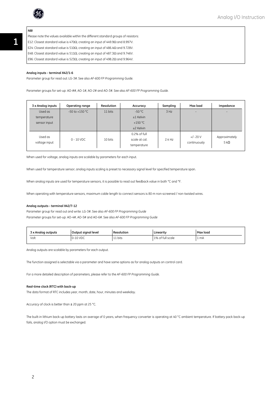 Analog i/o instruction | GE Industrial Solutions AF-600 FP OPCAIO Analog I_O Option Module User Manual | Page 3 / 6