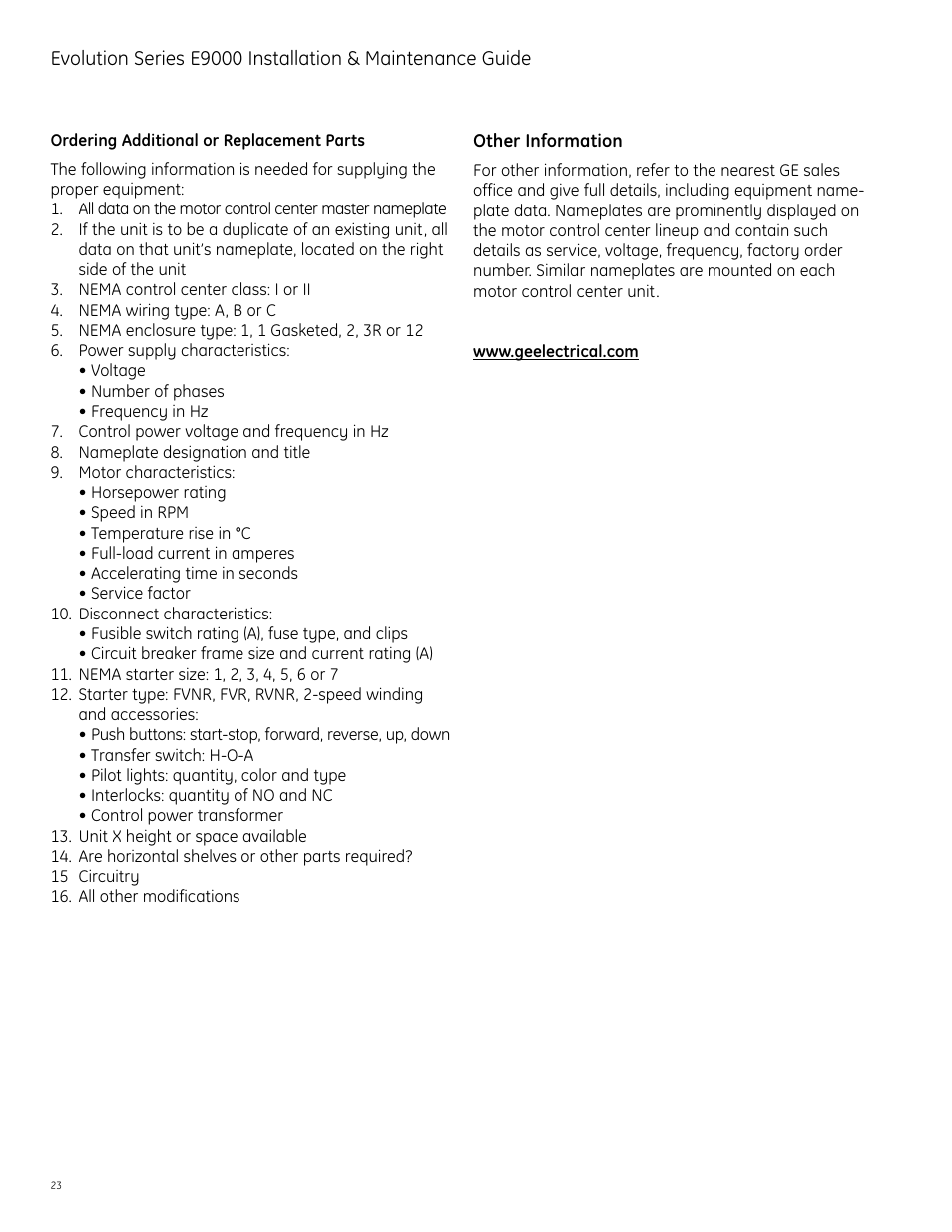 GE Industrial Solutions Evolution Series E9000 User Manual | Page 24 / 36