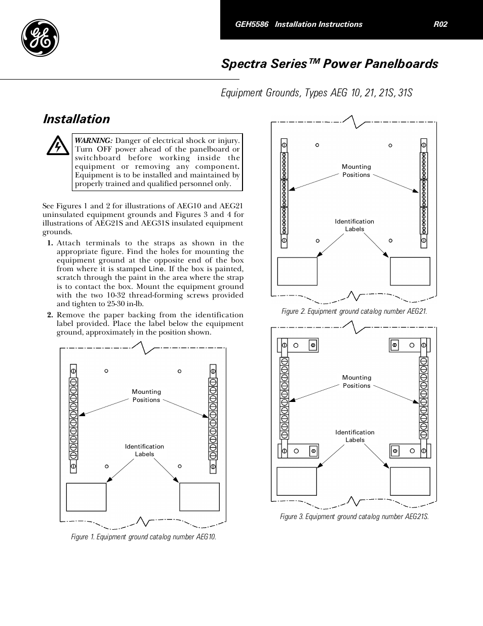 GE Industrial Solutions Spectra Series Power Panelboards AEG 10, 21, 21S, 31S User Manual | 2 pages