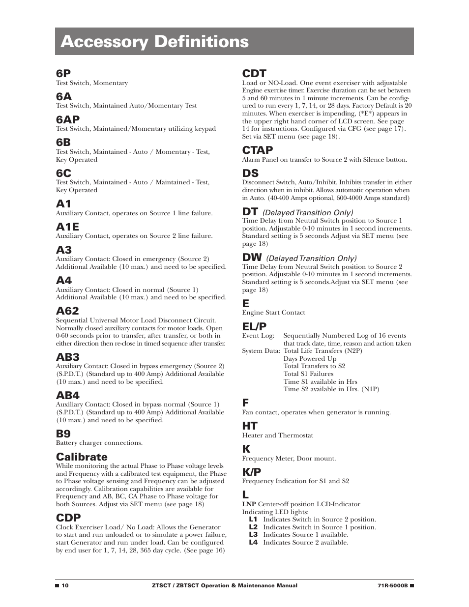 Accessory definitions, Calibrate, Ctap | El/p | GE Industrial Solutions ZBTSCT Series User Manual | Page 12 / 36