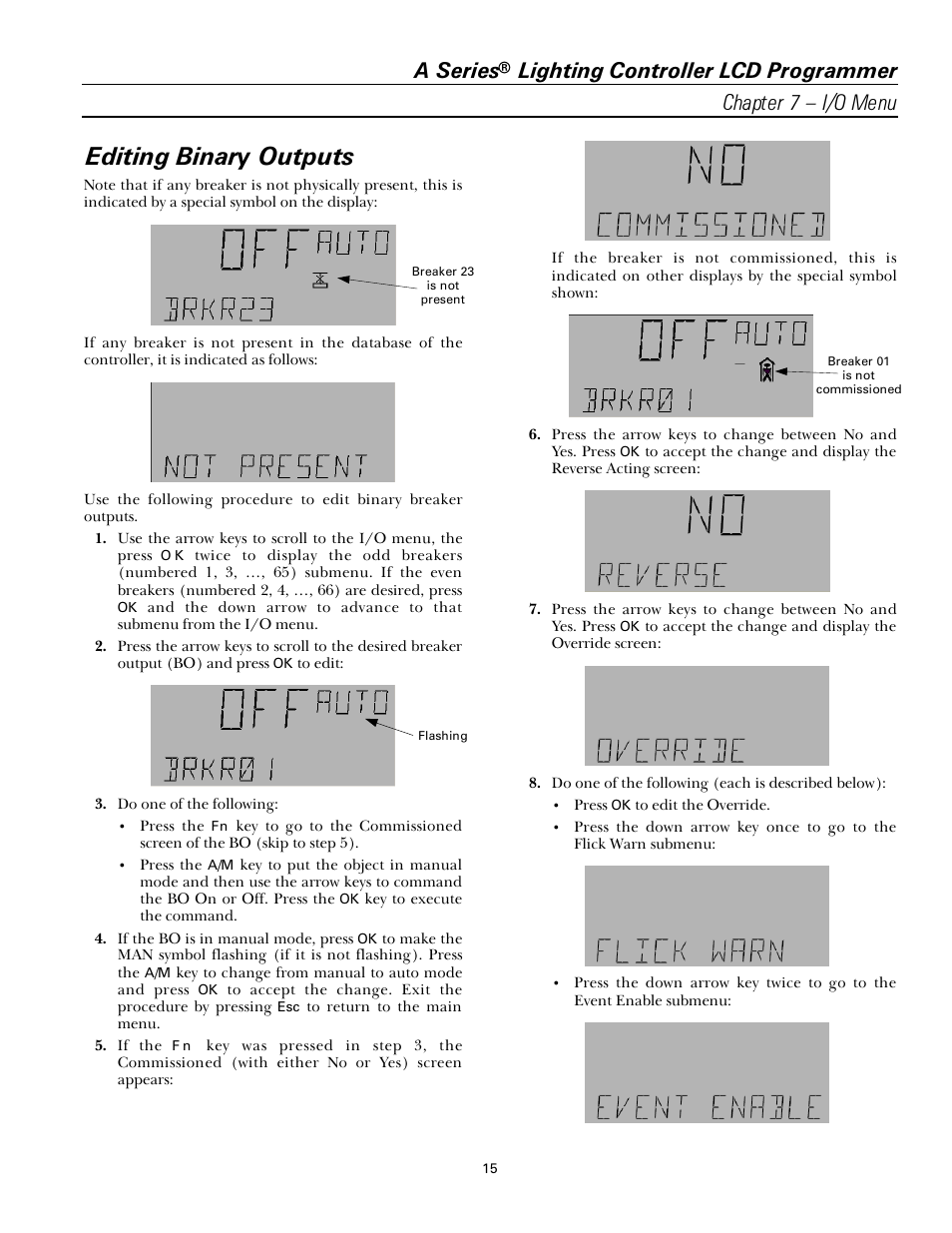 Editing binary outputs, A series | GE Industrial Solutions A Series Lighting Control Panelboards Programmer User Guide User Manual | Page 19 / 56