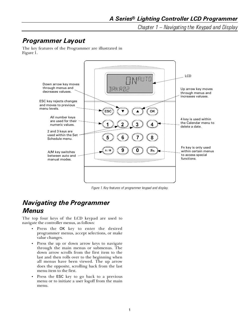 Programmer layout, Navigating the programmer menus, A series | GE Industrial Solutions A Series Lighting Control Panelboards Programmer User Guide User Manual | Page 5 / 56