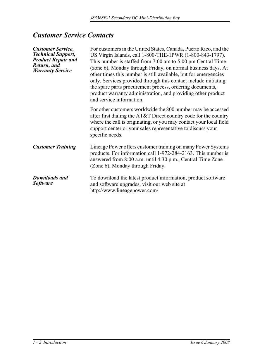 Customer service contacts, Customer training, Downloads and software | GE Industrial Solutions Micro-BDCBB User Manual | Page 12 / 42