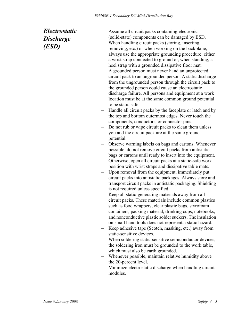 Electrostatic discharge (esd) | GE Industrial Solutions Micro-BDCBB User Manual | Page 27 / 42