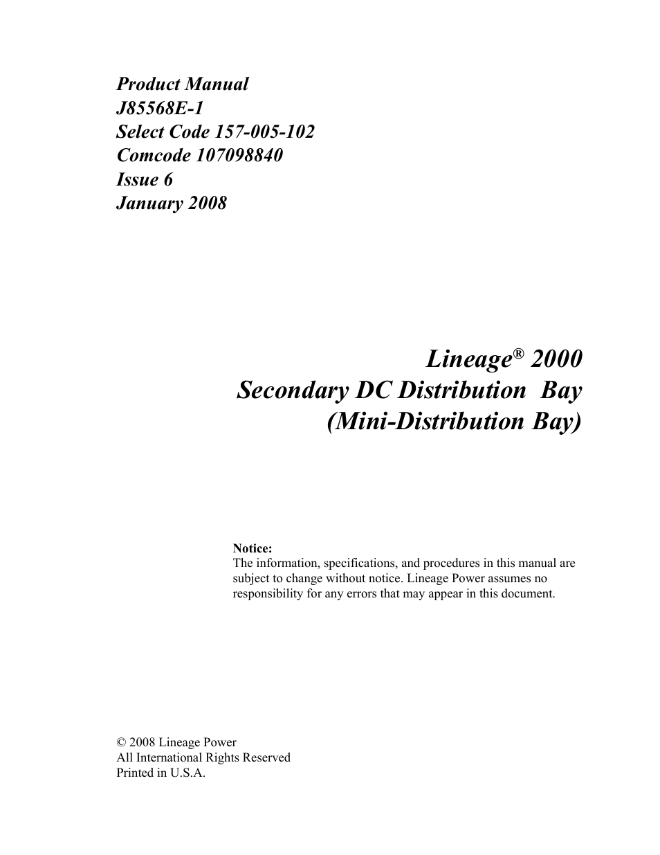 Lineage | GE Industrial Solutions Micro-BDCBB User Manual | Page 3 / 42