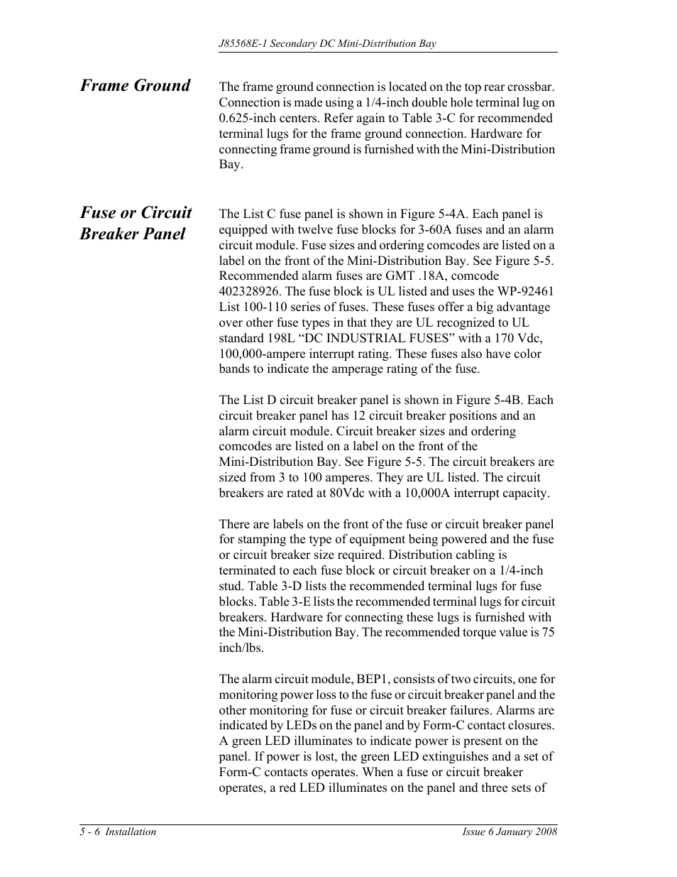Frame ground, Fuse or circuit breaker panel | GE Industrial Solutions Micro-BDCBB User Manual | Page 34 / 42