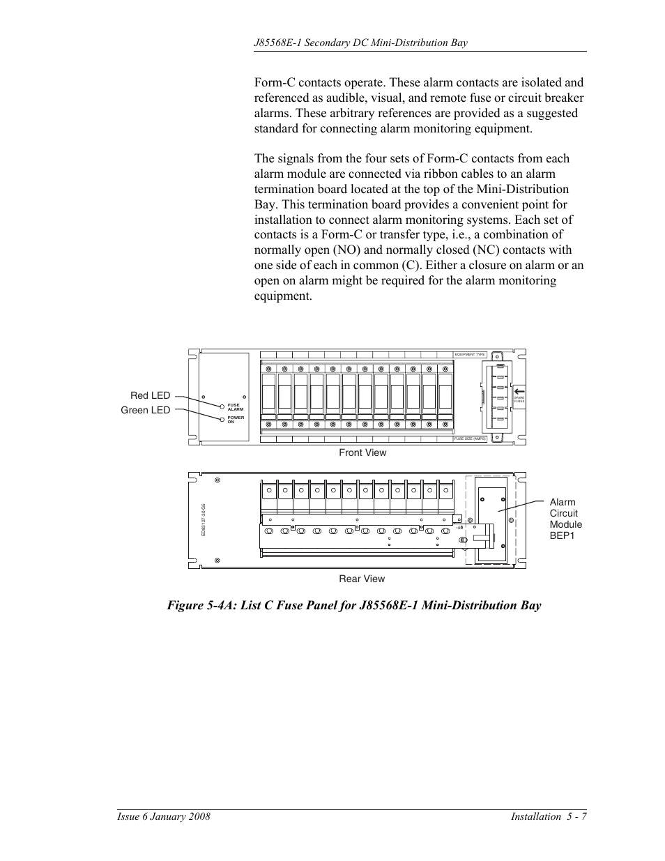 Figure 5-4a: list c fuse panel for j85568e-1, Mini-distribution bay | GE Industrial Solutions Micro-BDCBB User Manual | Page 35 / 42