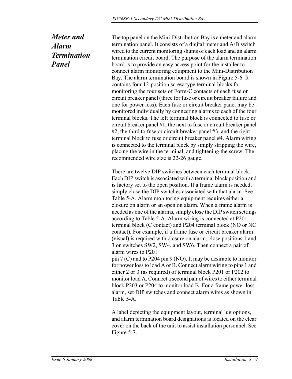 Meter and alarm termination panel | GE Industrial Solutions Micro-BDCBB User Manual | Page 37 / 42