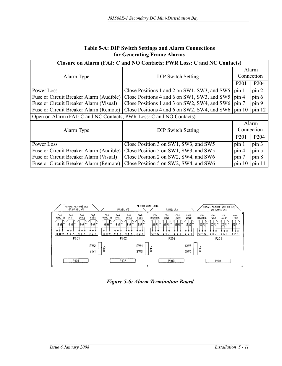 Figure 5-6: alarm termination board, For generating frame alarms | GE Industrial Solutions Micro-BDCBB User Manual | Page 39 / 42