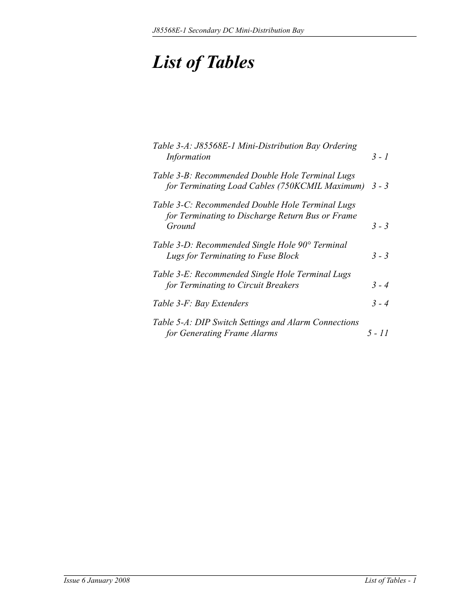 List of tables | GE Industrial Solutions Micro-BDCBB User Manual | Page 9 / 42