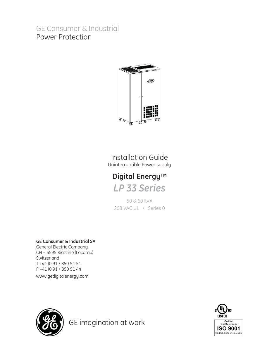 GE Industrial Solutions LP 33 Series 50 & 60 kVA Installation Guide User Manual | 42 pages