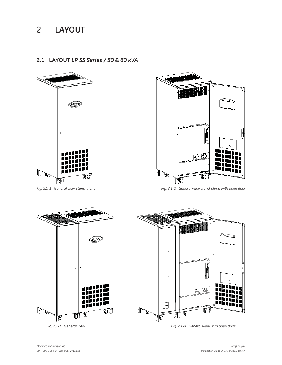 2 layout | GE Industrial Solutions LP 33 Series 50 & 60 kVA Installation Guide User Manual | Page 10 / 42