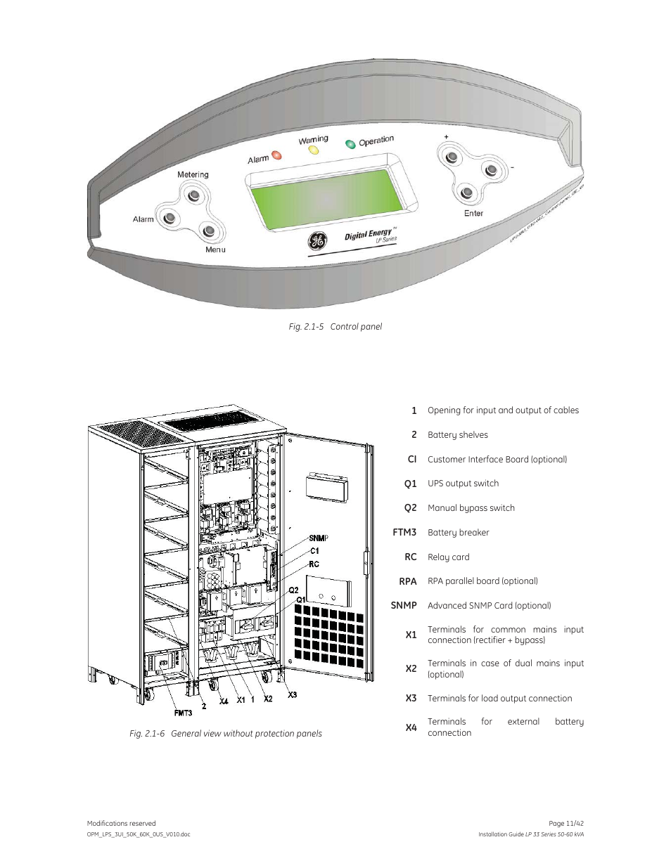 GE Industrial Solutions LP 33 Series 50 & 60 kVA Installation Guide User Manual | Page 11 / 42