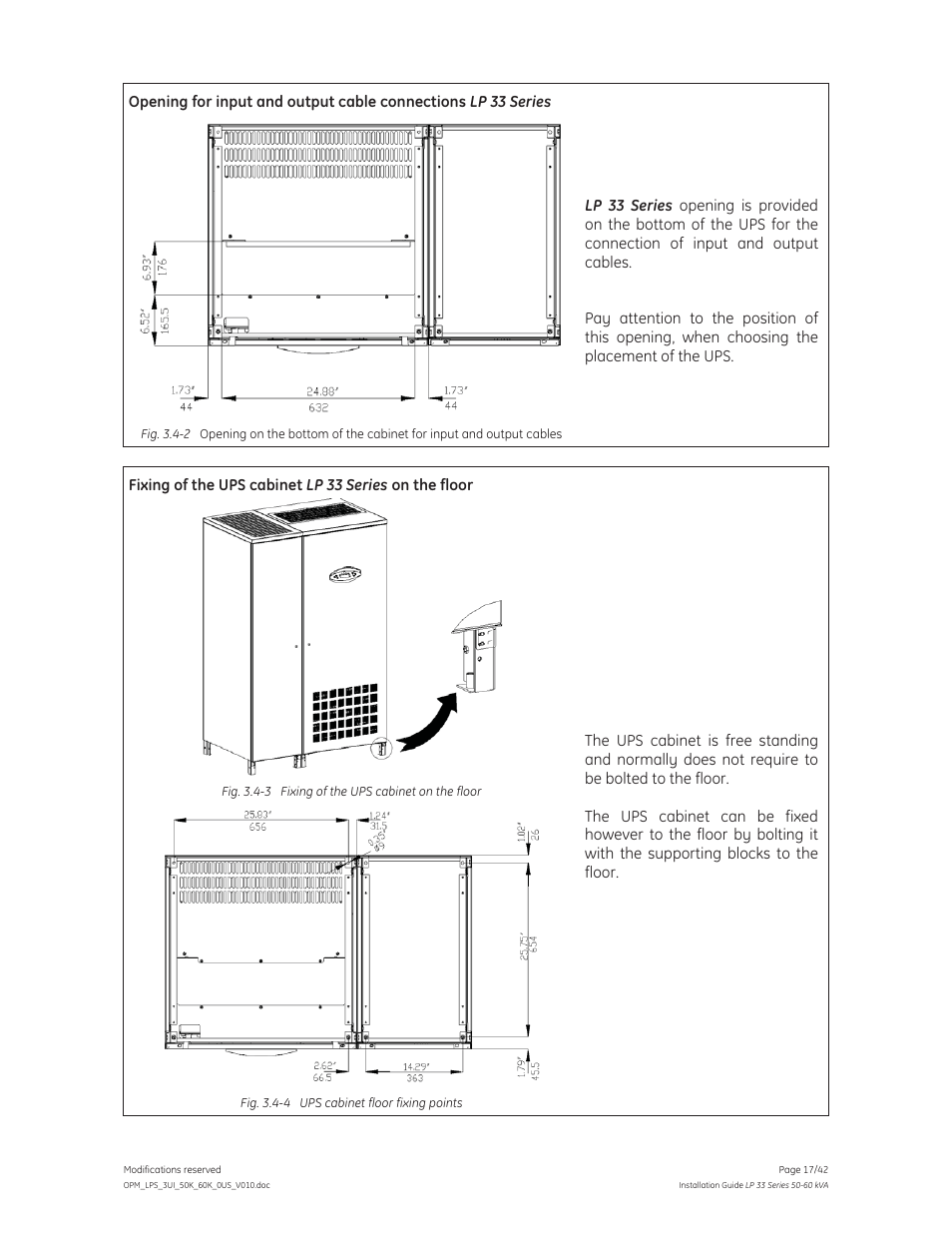 GE Industrial Solutions LP 33 Series 50 & 60 kVA Installation Guide User Manual | Page 17 / 42