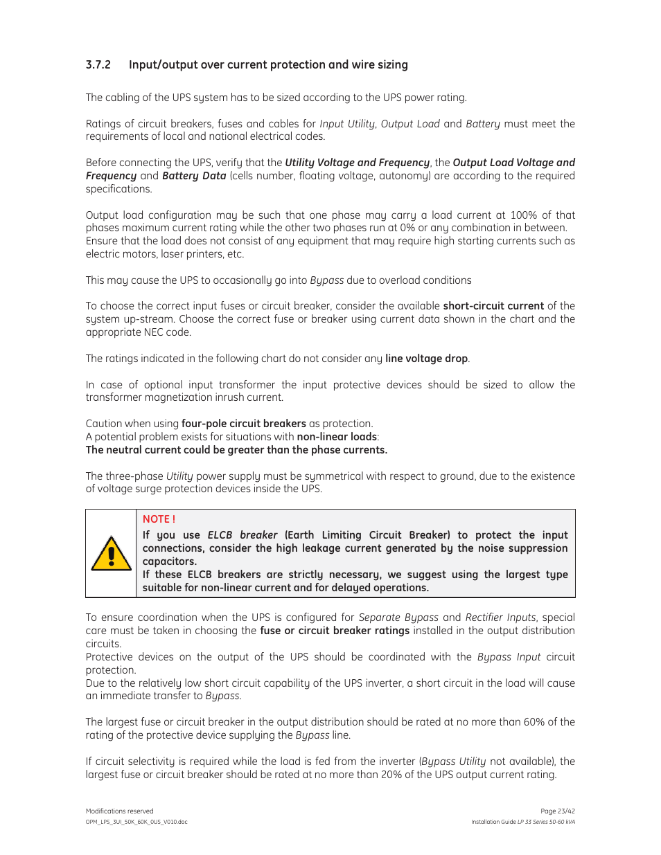 GE Industrial Solutions LP 33 Series 50 & 60 kVA Installation Guide User Manual | Page 23 / 42