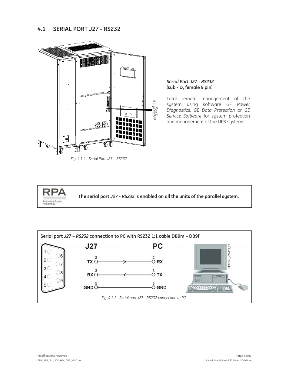 GE Industrial Solutions LP 33 Series 50 & 60 kVA Installation Guide User Manual | Page 36 / 42