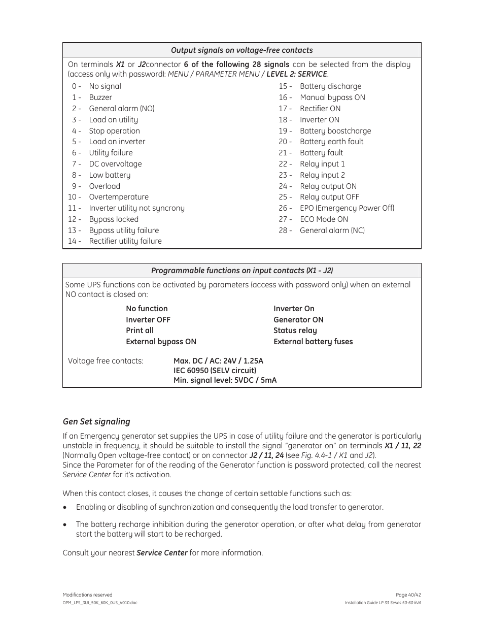 GE Industrial Solutions LP 33 Series 50 & 60 kVA Installation Guide User Manual | Page 40 / 42